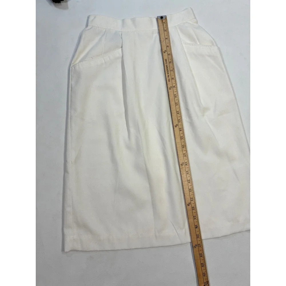 Vintage Sheridan Square Women's 10 Skirt White Midi Pocketed Pleated‎ Business